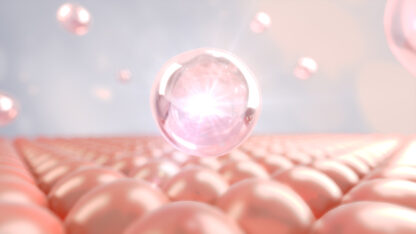 Glowing pink bubbles on conceptual cells of the skin